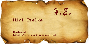 Hiri Etelka névjegykártya